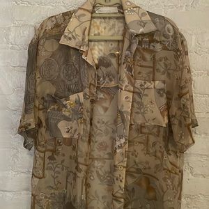 VINTAGE sheer tee with crystal buttons